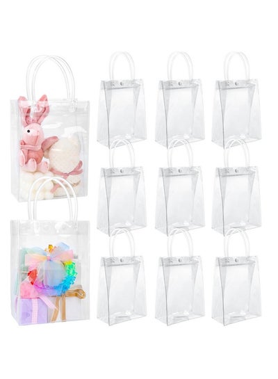 Buy 12Pcs Clear Plastic Gift Bags With Handle Plastic Bags Valentines Day Gift Bags Thickened Pvc Goodie Bags For Wedding Birthday Baby Shower Party Favor(5.9"X2.8"X7.9") in UAE