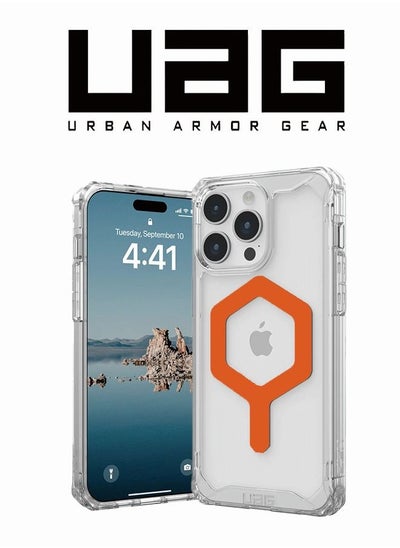 اشتري Case Compatible with iPhone 15 Pro Max Case Plyo Ice/Orange Gold Built-in Magnet Compatible with MagSafe Charging Rugged Anti-Yellowing Transparent Clear Protective Cover في الامارات