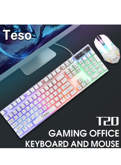 Buy White gaming keyboard and mouse TESO-T20 in Saudi Arabia