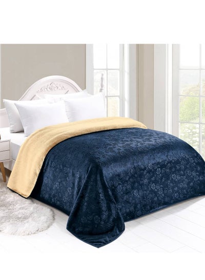 Buy Double-sided blanket, soft velvet and warm fur, elegant design, size 240x200 cm in Saudi Arabia