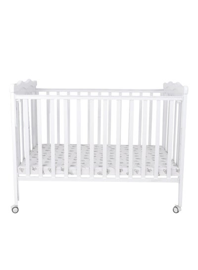 Buy Wooden Babies Bed with Elegant Design With 3 Heights and Mosquito Net High Quality Wood For 0-4 Years 120x60cm in Saudi Arabia
