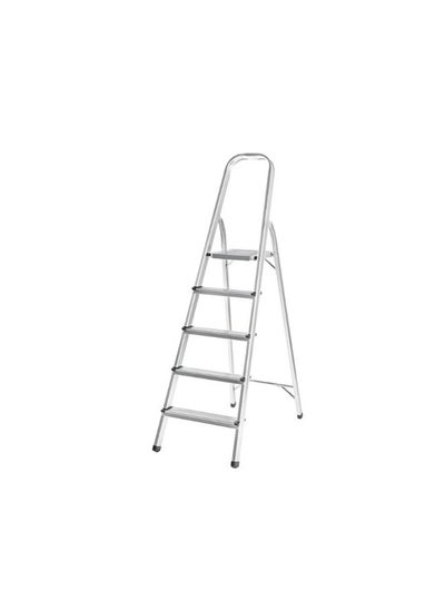 اشتري Robustline Steel Ladder 5 Steps Foldable Step Ladder with Handgrip and Non-Slip Treads, 150 kgs Weight Capacity- White في الامارات