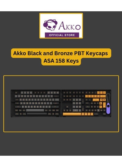 اشتري Akko Keycaps Set, Black&Bronze Theme 158-Key ASA Profile PBT Double-Shot Keycap Set with Black Keycaps for Mechanical Keyboards with Collection Box في الامارات