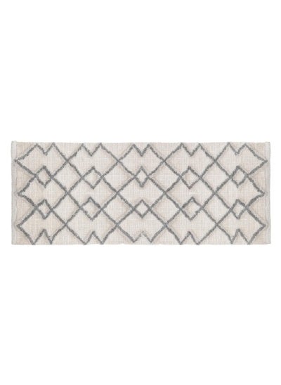 Buy Ethnic Design Cotton Bath Mat White and Grey 50 x 120 cm 174714B in Saudi Arabia