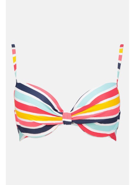 اشتري Women Stripe Padded Bikini Top, White Combo في الامارات