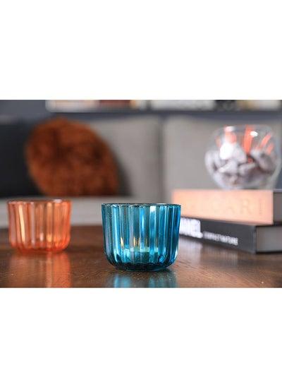 اشتري Marrakech Glass T Light Holder D8x6Cm Blue في الامارات