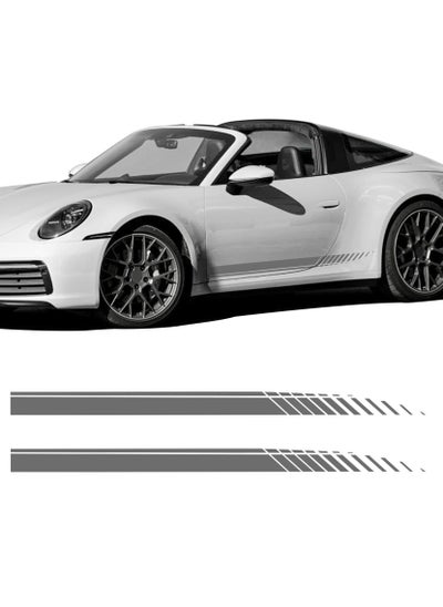 Buy Sports Racing Stripe Graphic Stickers, 2Pcs Universal Vinyl Car Body Side Door Decals, Racing Stripes for Truck, SUV, Off-Road, Auto Car Decoration Accessories (Gray) in UAE