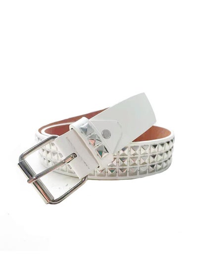 Buy Studded Belt Metal Punk Rock Rivet Belt Square Beads with Bright Pyramid for Women Men in Saudi Arabia