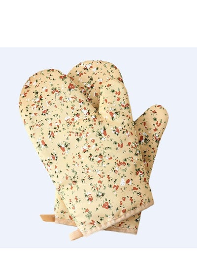 اشتري Thickened Heat Insulation Oven Baking Wear-resistant Kitchen Anti-scald Gloves في الامارات