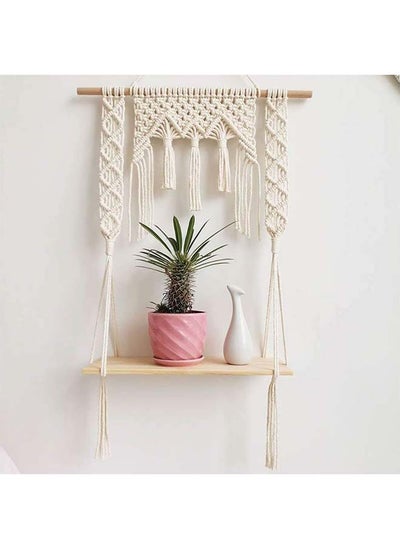 Buy Macrame Indoor Wall Hanging Shelf Hand Woven Bohemian Décor 40.6 x 64.5 in Egypt