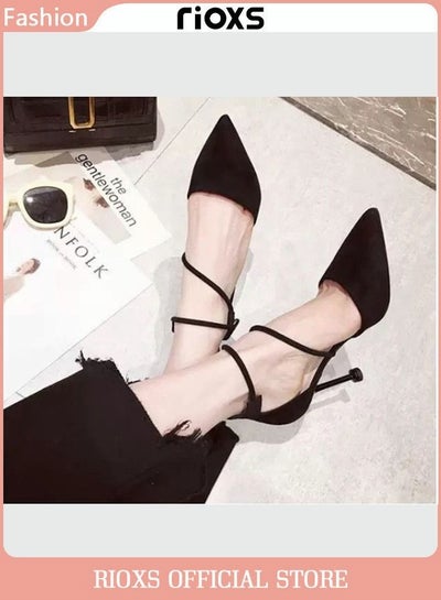 Buy Women's Closed Pointed Toe Slip On Backless Sandals Pump Stiletto Slides Shoes for Wedding Party or Dating in UAE