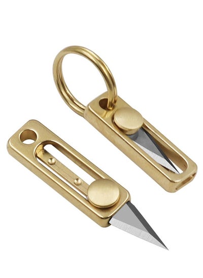 Buy Pocket Knife,Box Cutter Retractable,Cool Gadgets,Package Opener,Mini knife,Keychain Box Cutter,Keychain Knife Decoration Small and Sharp(Brass,2PCS) in UAE