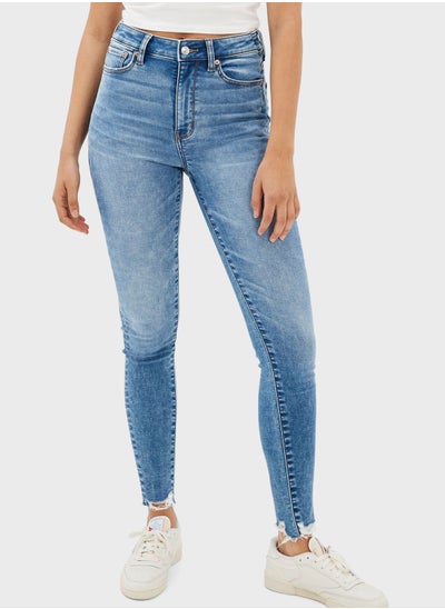 Buy Ripped Hem Jeggings in UAE