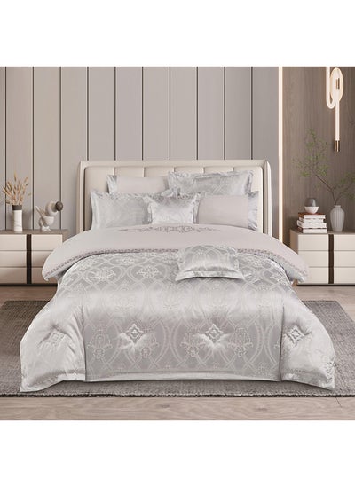 اشتري Comforter Set Extra Soft Lace Jacquard Comforter King Size Microfiber Printed 8 Pieces Set في الامارات