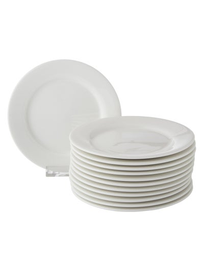 Buy A set of white porcelain plates for fruits and sweets, 15 cm, 12 pieces in Saudi Arabia