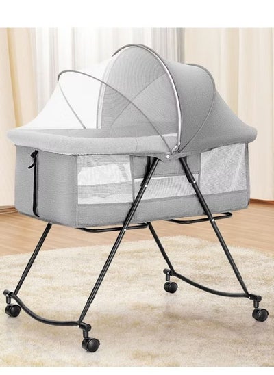 Buy Multifunctional Portable Adjustable Folding Unfolding 3 in 1 Baby Crib and Travel Cot Cradle with Canopy, Pad in Saudi Arabia