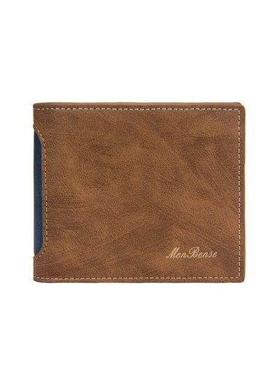 Buy Classic Men's Leather Bifold Short Wallet Card Holder Certificate Money Bag for Business Commute in Saudi Arabia