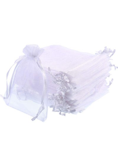 Buy 50 Pack Organza Gift Bags Wedding Party Favor Bags Jewelry Pouches Wrap 4 X 4.72 Inches (White) in UAE