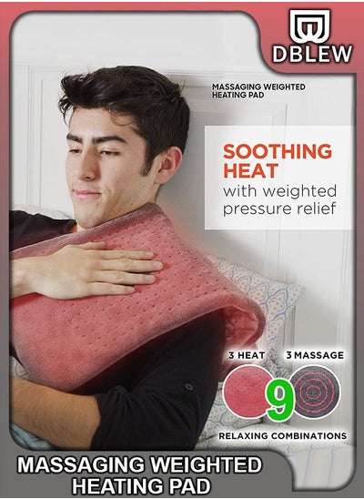 Buy Electric Heated Massaging Blanket Mattress Weighted Heating Therapy Pad Massager Vibrating Wrap Shawl For Neck Back Shoulder Hip Waist Lumbar Tummy Ankle Muscles Whole Body Pain Relief and Relaxation in UAE