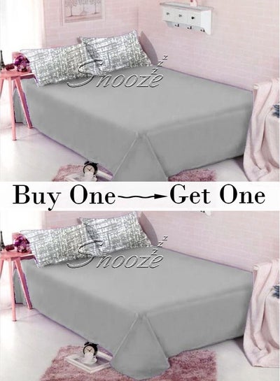 Buy Tiba, Flat Microfiber Plain & printed bed sheet set,6 Pcs (Gray maze design) 220*240 cm in Egypt