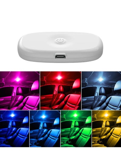 Buy Car LED Lights, 7 Colors Interior Portable Small Incar LED Touch Lights with 8 Bright LED Lamp Beads, Music Sync Color Change USB Rechargeable Lighting Light Car Emergency Light in UAE