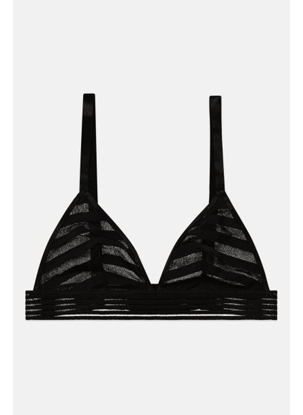 اشتري Women Non Padded Unlined Textured Bikini Top, Black في الامارات