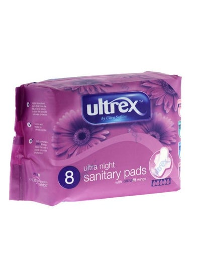 Buy Ultra Night Sanitary Pads with wings, pack of 8 in UAE