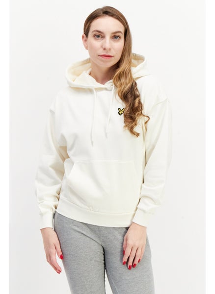 اشتري Women Hooded Long Sleeve Embroidered Logo Sweatshirt, Off White في الامارات