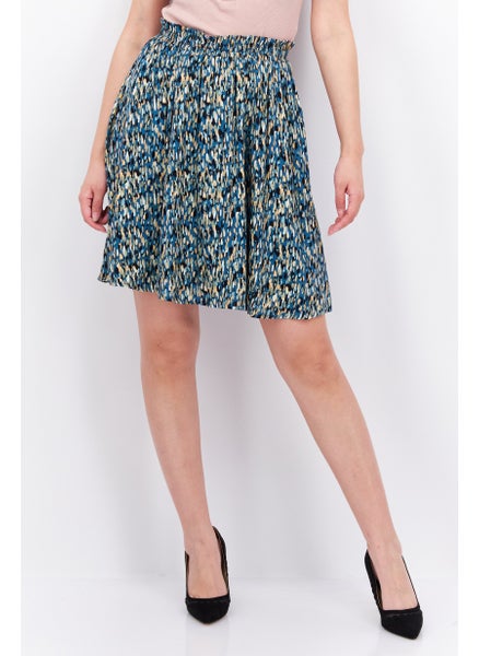 Buy Women Allover Print Pull-On Mini Skirt, Green Combo in UAE