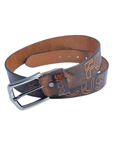 Buy Focus Genuine Leather Belt Printed 40MM 20113 (Tan) by Milano Leather in UAE