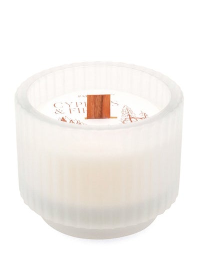 Buy Cypress & Fir - 141g Frosted Glass Candle + Crackling Wood Wick in UAE