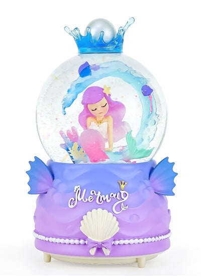 اشتري Mermaid Snow Globe 15cm Music Globes with Seven Colors Automatic Snowflake LED Lights Unique Birthday Gift for Girls Kids Adults Home Decorations في السعودية