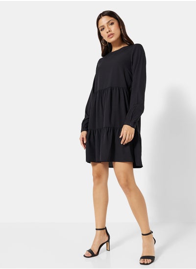 Buy Tiered Long Sleeve Mini Dress in Saudi Arabia