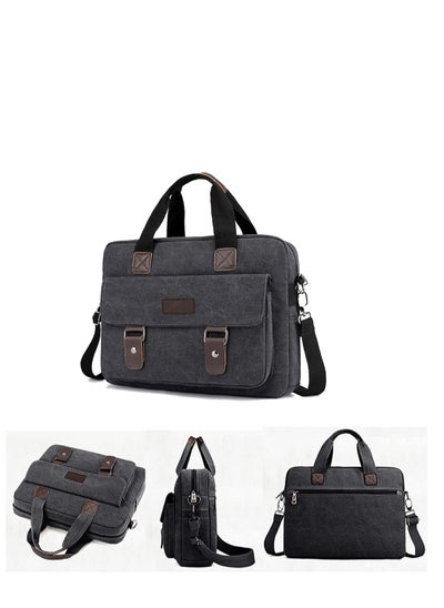 اشتري Men's Multifunctional Canvas Shoulder Bag, Handbag Multi-Pockets Business Messenger Bags, Outdoor Sports Over Shoulder Crossbody Side Bag في الامارات