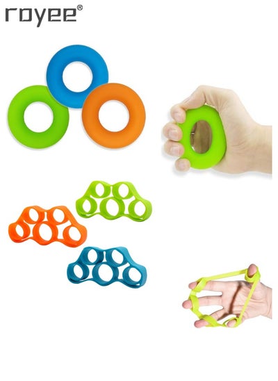 Buy (6 PCS)Hand Grip Strengthener, Finger Exerciser, Grip Strength Trainer ,New Material,Forearm Grip Workout, Finger Stretcher, Relieve Wrist Pain, Carpal Tunnel in UAE