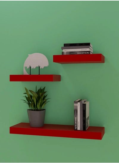 Buy Floating Wall Shelves 80cm Red Size: 80x19.5x3.8cm in UAE