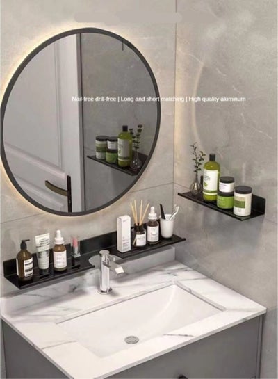 Buy 2-Piece Bathroom Organizer/Bathroom Shelf/Bathroom Storage Rack Black 60 x 10 x 2.5 Centimeter in UAE