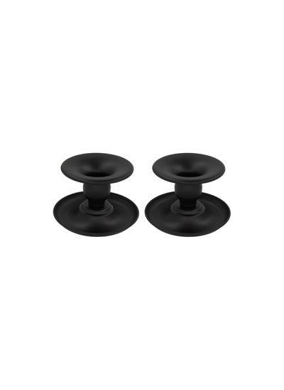 اشتري SYOSI Candle Holder, for Table Centerpiece, Metal Candle Holders for Pillar Candle or Taper Candle, Matte Black, 2PCS في الامارات