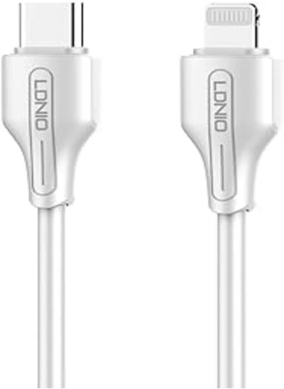 اشتري Ldnio LC121L Fast Charging Data Cable Lightning To USB-C, 1M Length, 30 Watt Power Max - White في مصر