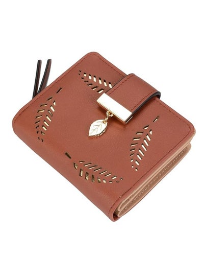 Buy Women's Vegan Leather Leaf Bi-fold Card Coin Holder Small Wallet in UAE