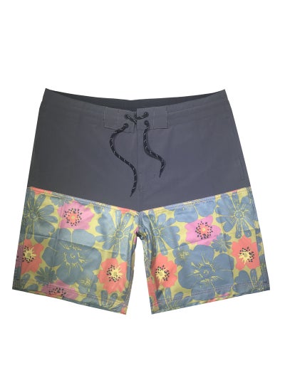 اشتري 2023 Quick-Dry Surf Shorts Elastic Waterproof Floral Mens Swimwear Grey في الامارات