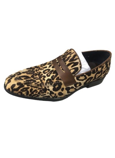 Buy Men's Trendy New Horse Hair Leopard Print Breathable Leopard Shoes Luxury Men's Shoes Classic Penny Slip-on in Saudi Arabia