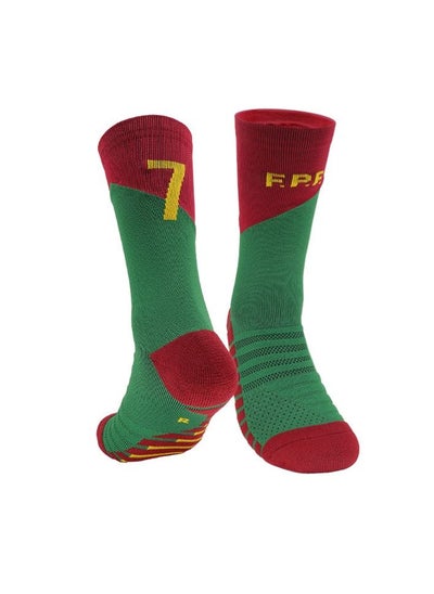 Buy M MIAOYAN football star Messi Ronaldo Mbappe Neymar same football socks men and women adult non-slip socks towel bottom mid-tube socks sports socks in Saudi Arabia