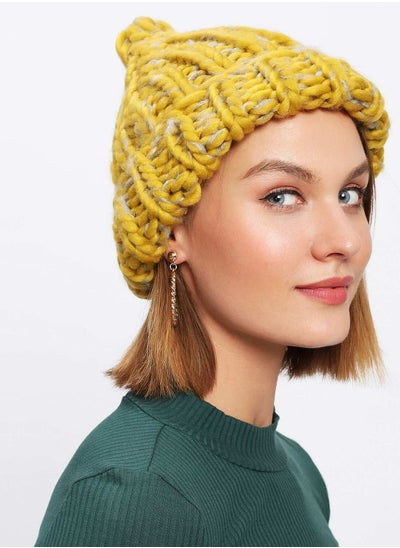 Buy Rolled Brim Cable Knit Beanie Hat in UAE