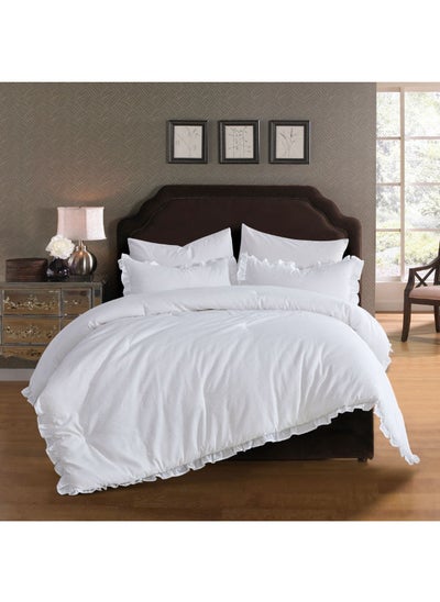 Buy 5Pcs Comforter Set King Size-Jaquard-Frilly in Saudi Arabia