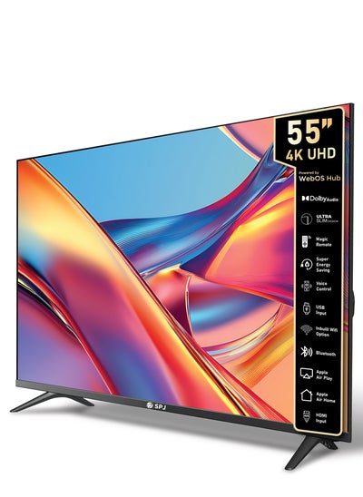 اشتري تلفزيون SPJ 55 بوصة 4K Ultra HD LED Smart WebOS، صوت Dolby، جهاز تحكم عن بعد Magic، Apple AirPlay، منافذ WIFI/HDMI/USB، تلفزيون ذكي WebOS، تطبيقات - YouTube/Netflix/Amazon Prime/Twitch - أسود، 4KS55BLX في الامارات