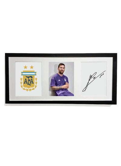 اشتري Lionel Messi Argentina Word Cup 2022 Autographed Poster With Frame 50x23 cm في الامارات