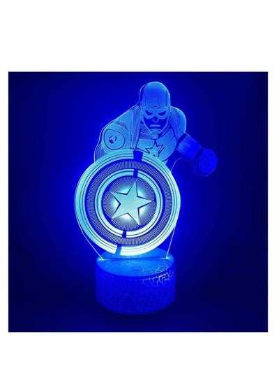 اشتري Stranger Things 3D Illusion Lamp Baby Night Light 3D Illusion Lamp Teen Girl Gifts 16 Colors Changing Touch Desk Lamp for Kids Birthday New Year Gifts Superhero Captain America في الامارات