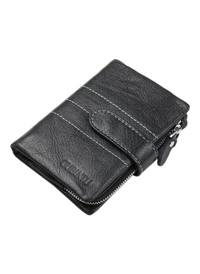 اشتري Three-Fold Multi-Card Long Leather Wallet Black في الامارات