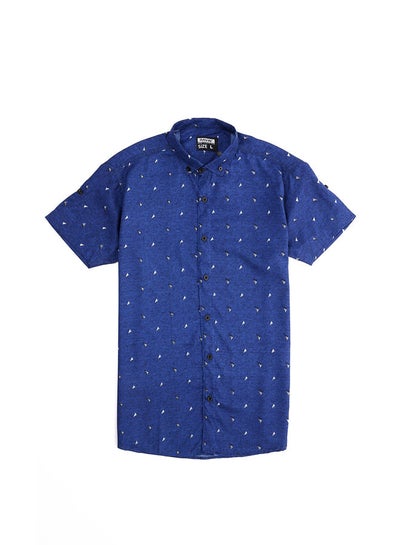 اشتري Navy Blue Patterned Short Sleeves Summer Shirt في مصر